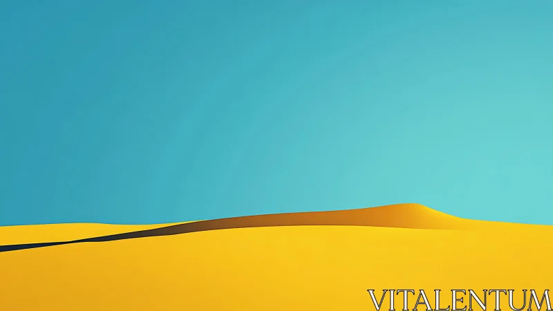 Minimalist digital desert landscape with cyan sky plane.