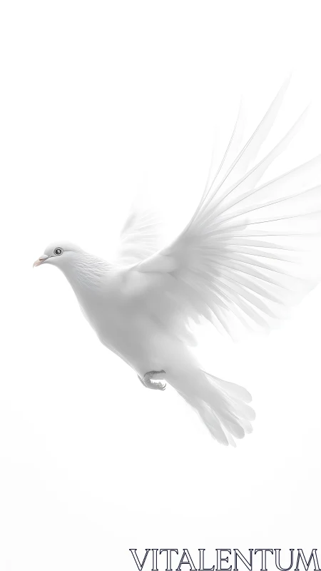 White Dove in Flight: Luminous Plumage and Extended Wing Deployment Analysis