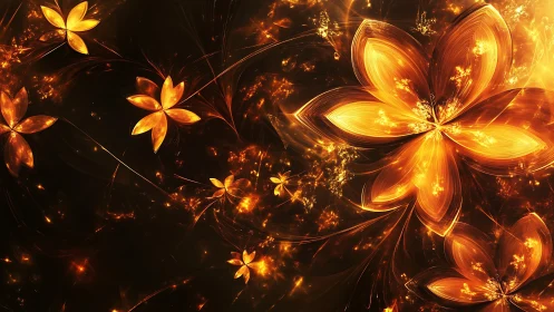 Fractal floral nebula in luminous golden radial symmetry.