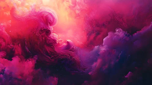 Volumetric nebula vortices rendered in high saturation pink gradients