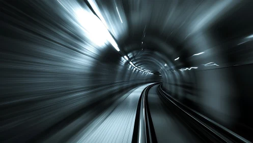 Racing along a sleek futuristic subway tunnel in motion