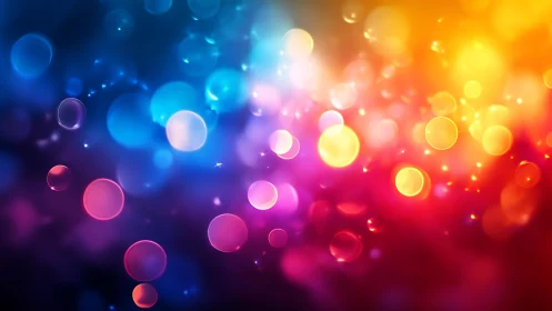 Vibrant Abstract Bokeh Lights in Blue, Purple, and Yellow Tones.