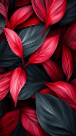 Velvet red and charcoal leaves in elegant flowing layers.