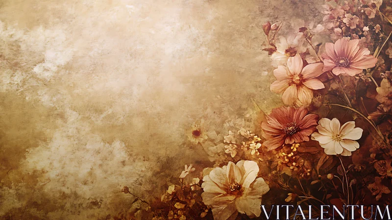 Vintage Garden: Timeless Blooms in Warm Sepia.