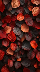 Macro study of overlapping red and burgundy autumn foliage
