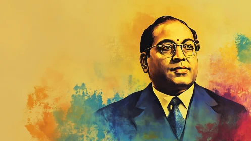 Portrait of dignified man in suit on bright color splash