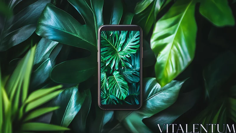 Phone window opens a lush pocket of digital jungle calm.