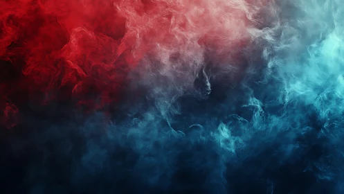 Bipolar volumetric nebula field with red–cyan turbulence mapping.