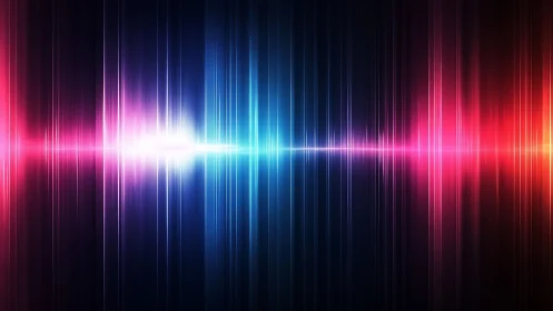 Neon soundwave spectrum glows across a dark digital field.