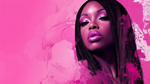 Velvet neon queen wrapped in electric fuchsia stormlight.