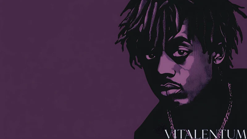 Moody purple portrait of contemplative man in shadowed profile.