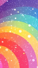 Vibrant rainbow arcs with glowing bokeh and sparkle overlay.