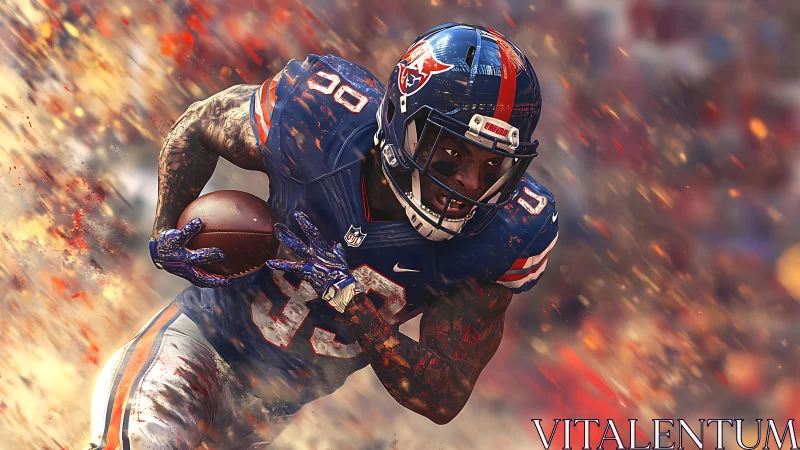 Dynamic running back rendered with explosive motion blur effects