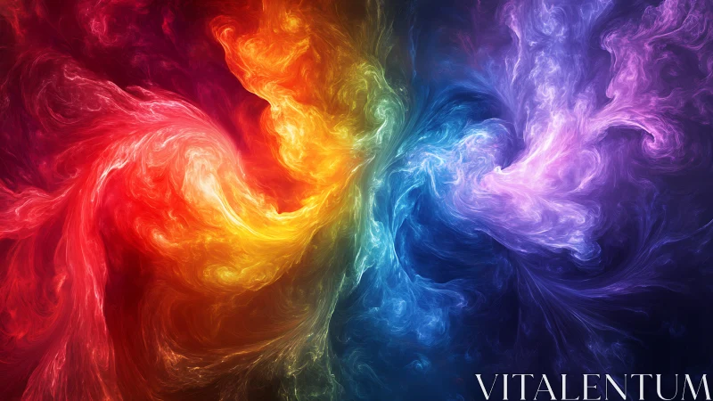 Chromatic nebulae collide in swirling high-energy abstraction