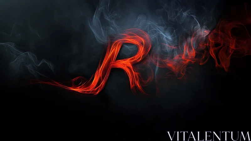Flaming red letter R shimmers through swirling smoke.