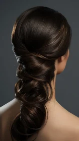 Graceful brunette updo flows in soft, polished waves