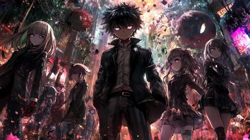 Neon-eyed misfit brigade claims a fractured cyber night