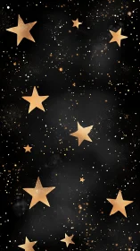 Gilded night sky where coppery stars quietly drift.