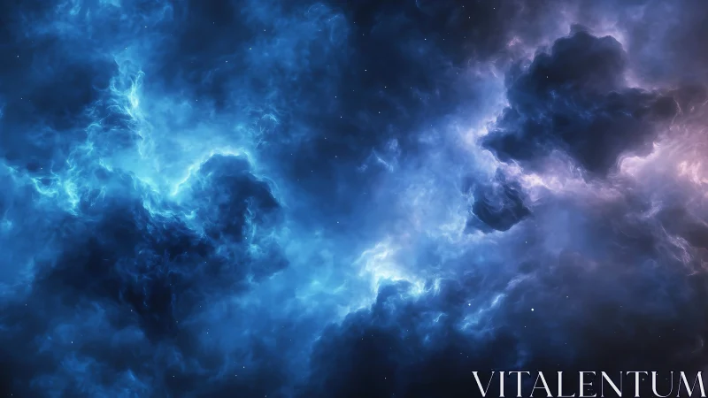 Nebulaic blue storm swirling through deep cosmic void.