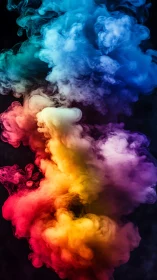 Vibrant color clouds swirl in a luminous abstract plume.