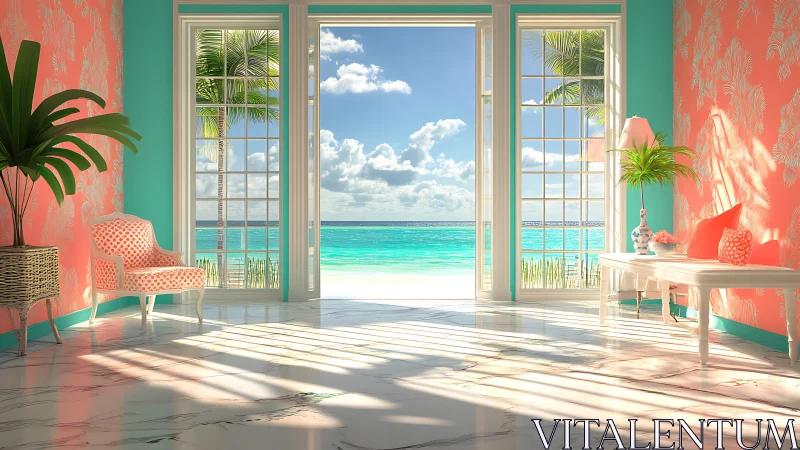 Sunlit coral lounge opens its bright heart to the sea