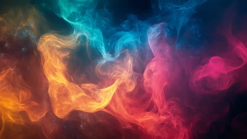 Multicolor volumetric nebula wisps in dynamic abstract field