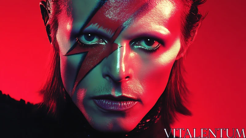 High-saturation portrait with lightning bolt makeup and split lighting