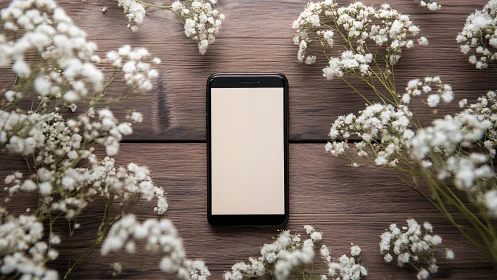 Minimalist Smartphone Tableau with Botanical Framing.