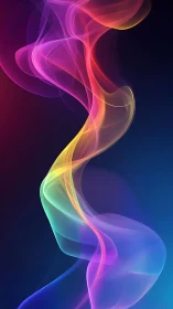 Radiant neon light ribbon swirling through deep gradient night.