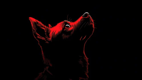 Crimson stargazer hound cuts the dark with quiet wonder.
