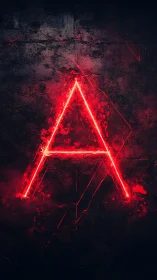 Neon letter A carves a burning glyph into midnight concrete