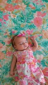 Blossom Dreams: Infant Slumber on Floral Canvas.