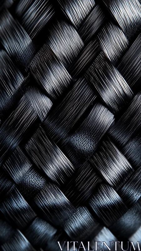 Macro study of glossy woven synthetic fibers in cool light.