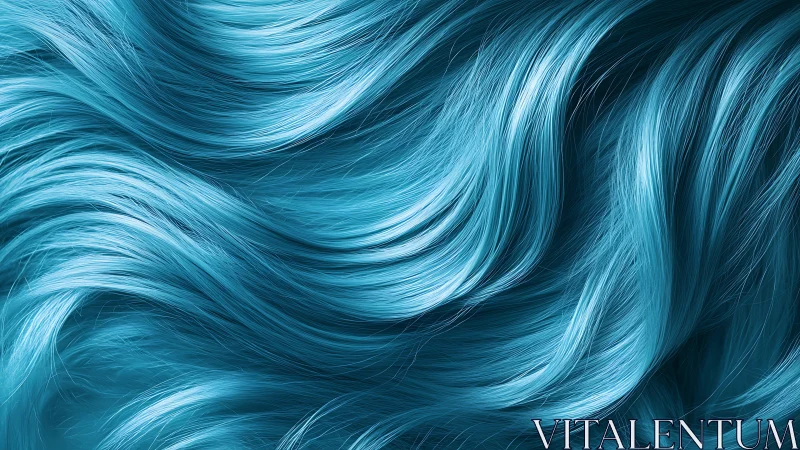 Close-up view of flowing turquoise synthetic hair strands.