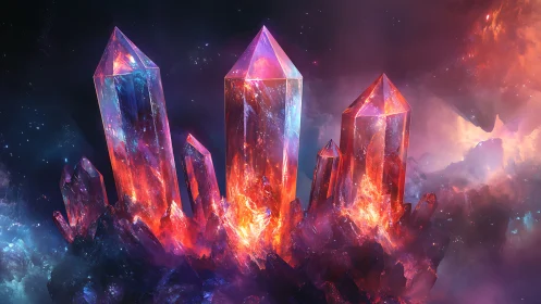 Spectral prismatic crystal cluster in volatile nebular plasma field.