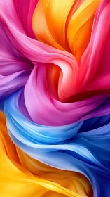 Vibrant flowing ribbons in layered abstract color fields.