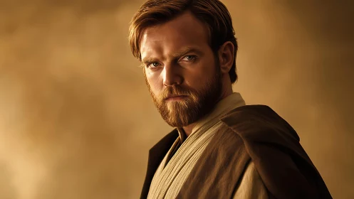 Stoic space wanderer studies distant storms in silence