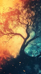 Bifurcated elemental tree in thermodynamic chroma contrast.