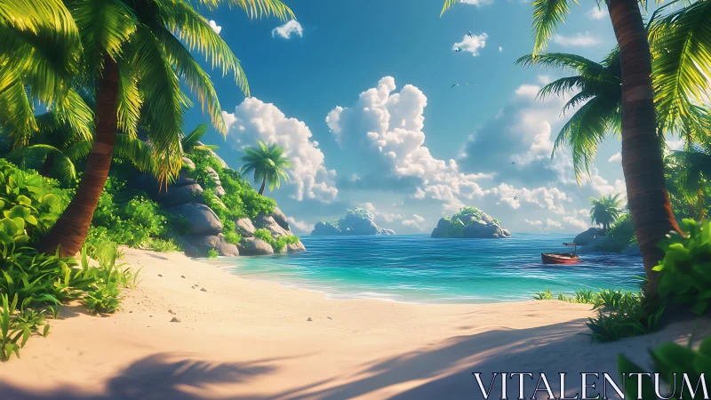 Tropical Lagoon Rendered: Photorealistic Seascape with Palms and Islands