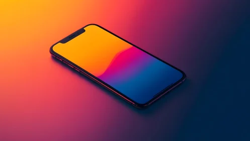 Modern smartphone on vibrant gradient background, digital art style.