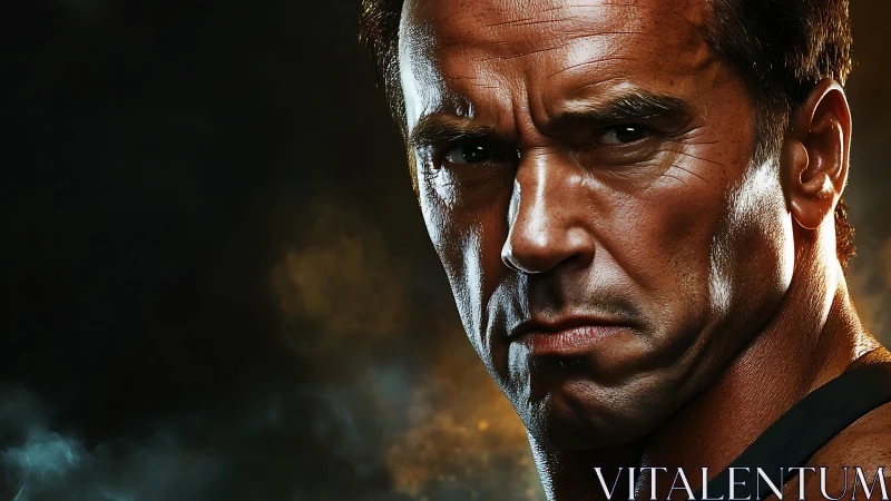Close cropped portrait of muscular man with intense stare