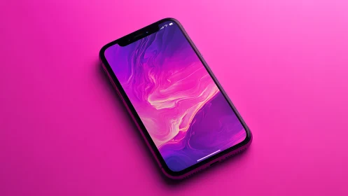 Vibrant Digital Wallpaper on Black Smartphone.