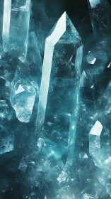 Glowing teal crystal spires rise through swirling icy mist