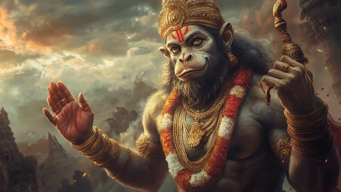 Digital rendering depicts anthropomorphic divine monkey figure