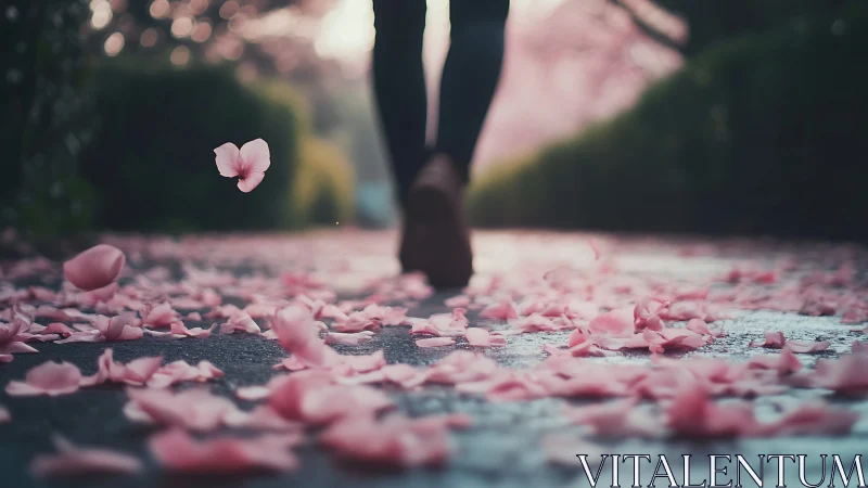 Petals Dancing: A Serene Walk Through Falling Blossoms