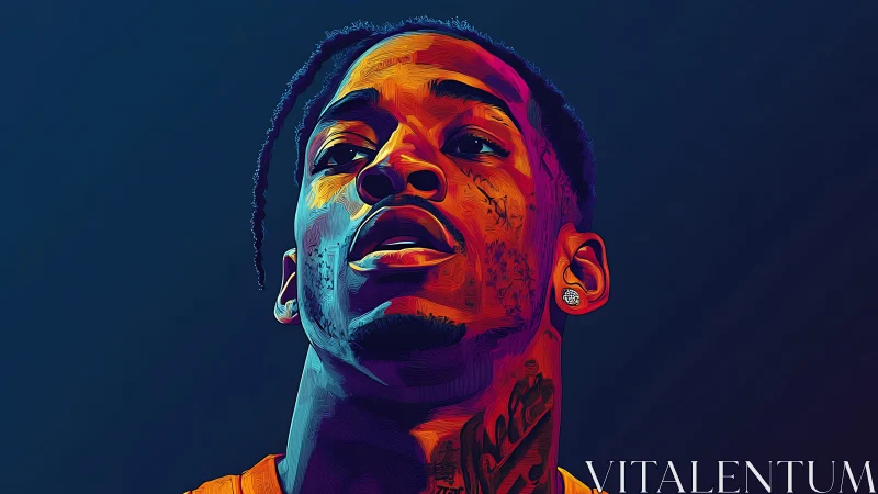 Neon spectral portrait with high-contrast vector chromatics.