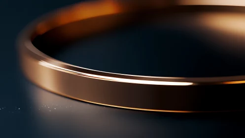 Minimalist copper ring in dramatic close-up lighting.