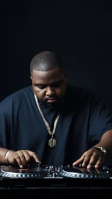 Focused DJ shapes seamless beats on a modern console.