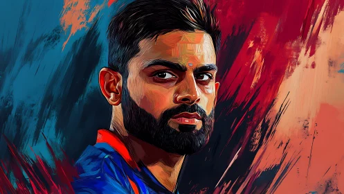 Intense male portrait rendered in expressive digital brushwork