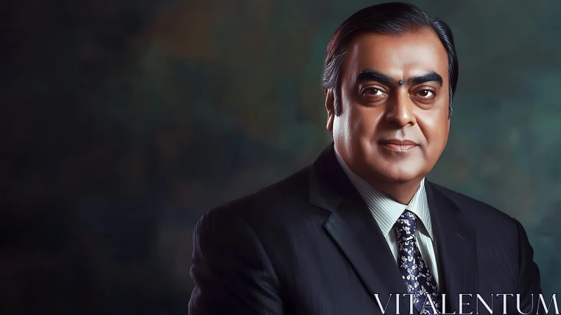 Middle aged man in business suit against dark backdrop.